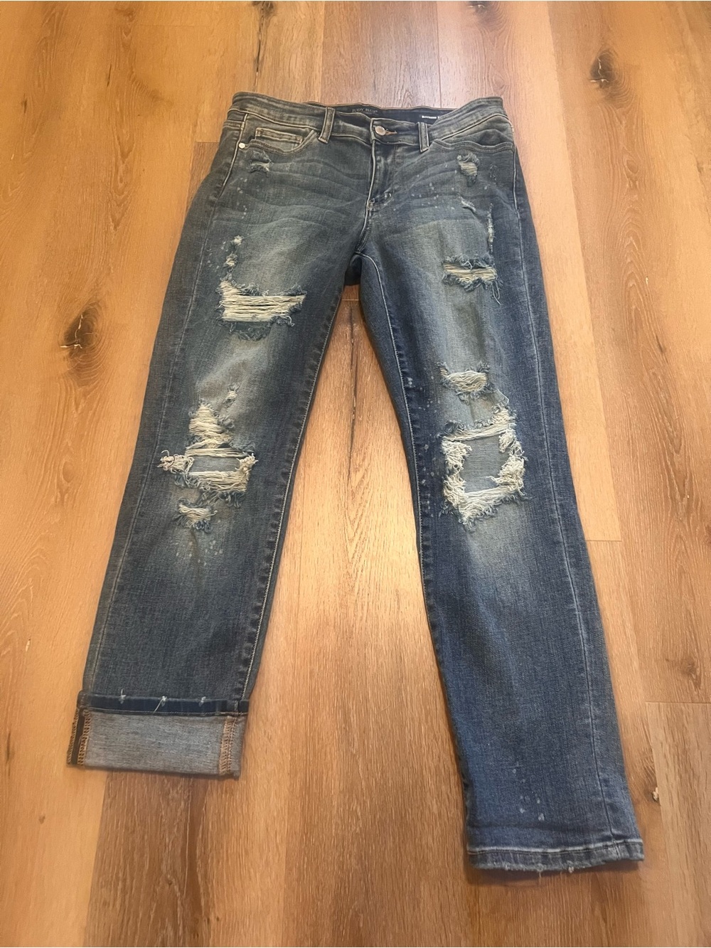 Judy Blue Boyfriend Fit Distressed Blue Jeans Size 11/30
